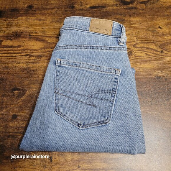 American Eagle Jeans Size 0 R Mom High Rise Medium Light Wash Stretch Denim - Picture 3 of 13